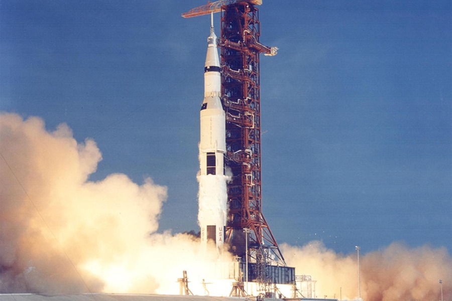 The Saturn V (5) rocket was used for the moon landing missions. (Image Credits: NASA)