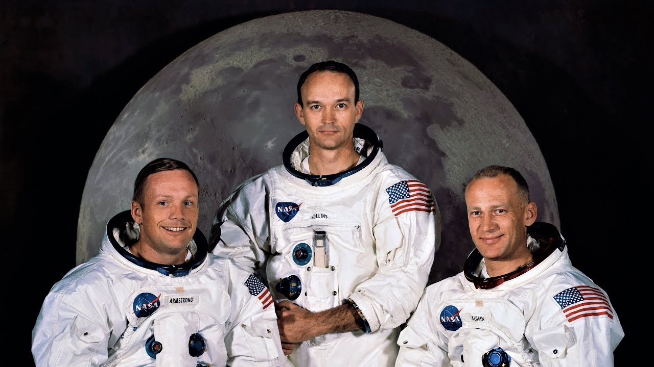Neil Armstrong, Michael Collins and Edwin Aldrin Jr. in spacesuits at Manned Spacecraft Center. (Image Credits: NASA)