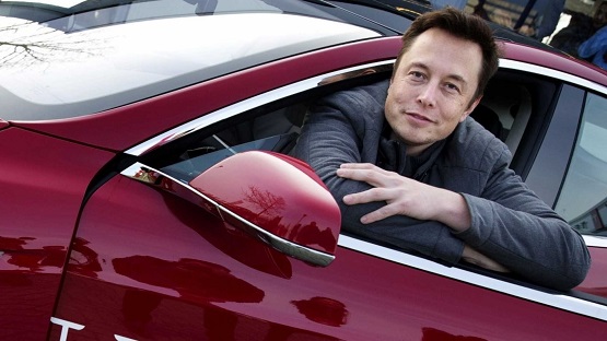 Elon musk and his Roadster.
