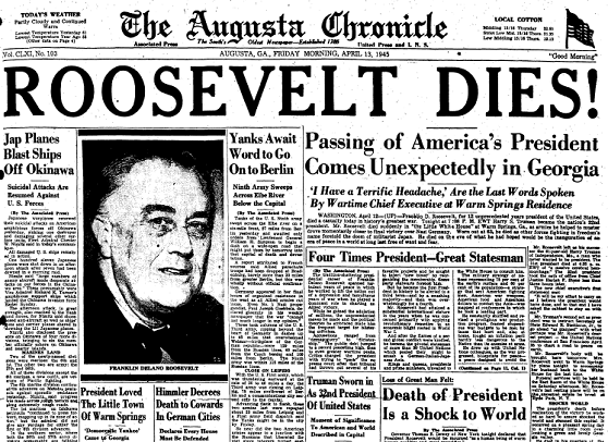 Roosvelt death news.