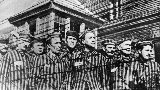 Photo of auschwitz concentration camp prisoners.