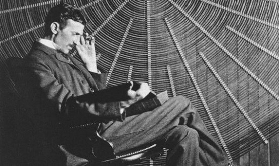 Nikola Tesla in his thoughts.