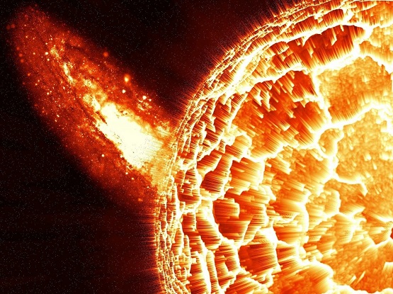 Solar plasma escaping from solar surface.