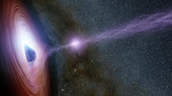 Black hole ejjecting cosmic material.