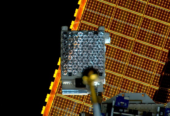 iss057e055460 (10/22/2018) --- View of the Neutron Star Interior Composition ExploreR (NICER) payload, attached to ExPRESS (Expedite the Processing of Experiments to Space Station) Logistics Carrier-2 (ELC-2) on the S3 Truss. Photo was taken by the ground-controlled External High Definition Camera 1 (EHDC1). NICER's primary mission to perform an in-depth study of neutron stars offers unrivaled astrophysics knowledge and can revolutionize the understanding of ultra-dense matter.